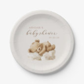 Cute Waterverf Teddy Bear Baby shower Papieren Bordje (Voorkant)