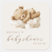 Cute Waterverf Teddy Bear Baby shower Vierkante Sticker (Voorkant)