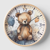 Cute waterverf Teddy Bear Clock (Voorkant)