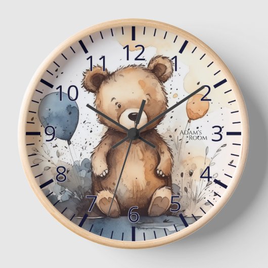 Cute waterverf Teddy Bear Clock (Voorkant)