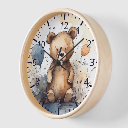 Cute waterverf Teddy Bear Clock (Hoek)
