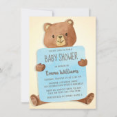 Cute Waterverf Teddy Bear | Jongen Baby shower Kaart (Voorkant)