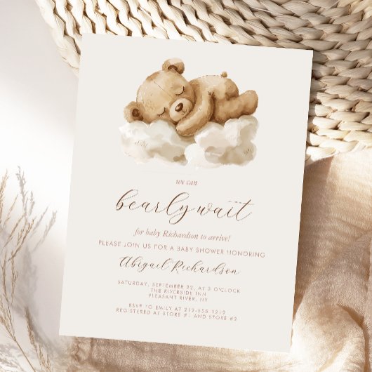 Cute Waterverf Teddy Bear Neutral Baby shower Briefkaart