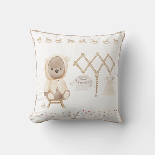 Cute Waterverf Teddy Bear Nursery Decor Kussen (Voorkant)