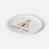 Cute Waterverf Teepee Boho 1e verjaardag Papieren Bordje (Gekanteld)