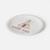 Cute Waterverf Teepee Boho 1e verjaardag Papieren Bordje (Gekanteld)