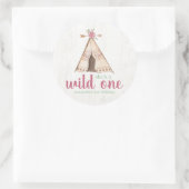 Cute Waterverf Teepee Boho 1e verjaardag Ronde Sticker (Tas)