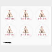 Cute Waterverf Teepee Boho 1e verjaardag Ronde Sticker (Vel)