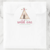 Cute Waterverf Teepee Boho 1e verjaardag Ronde Sticker (Tas)