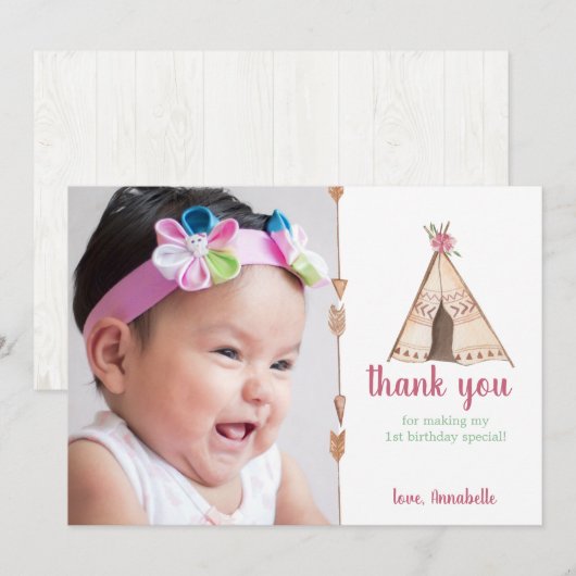 Cute Waterverf Teepee Camping Birthday Bedankkaart (Voorkant / Achterkant)