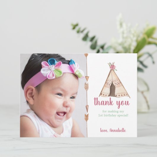 Cute Waterverf Teepee Camping Birthday Bedankkaart (Staand voorkant)