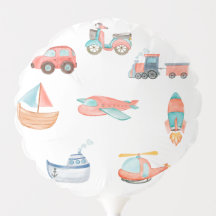 Cute Waterverf Transport Boy Birthday Party