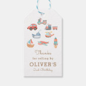 Cute waterverf Transport Boy Birthday Party Cadeaulabel (Voorkant)