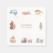Cute Waterverf Transport Boy Birthday Party Servet (Voorkant)