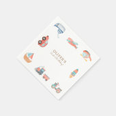 Cute Waterverf Transport Boy Birthday Party Servet (Hoek)