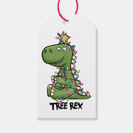 Cute Waterverf Tree Rex Gift Labels Cadeaulabel (Voorkant)
