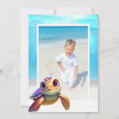 Cute Waterverf Turtle Birthday Foto Bedankkaart (Achterkant)