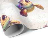 Cute Waterverf Turtle under the Zee Birthday Cadeaupapier (Rol Hoek)