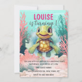 Cute Waterverf Turtle under the Zee Birthday Kaart (Voorkant)