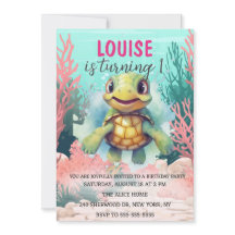 Cute Waterverf Turtle under the Zee Birthday