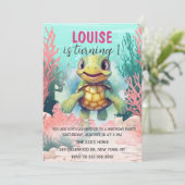 Cute Waterverf Turtle under the Zee Birthday Kaart (Staand voorkant)