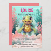 Cute Waterverf Turtle under the Zee Birthday Kaart (Voorkant / Achterkant)