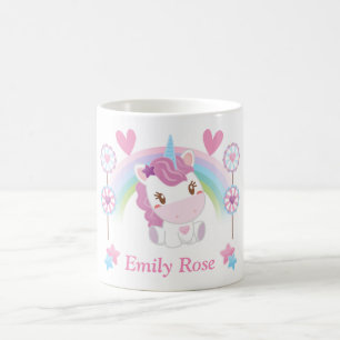 Cute Waterverf Unicorn en Rainbow Koffiemok