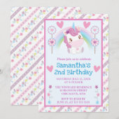 Cute Waterverf Unicorn & Rainbow Birthday Kaart (Voorkant / Achterkant)