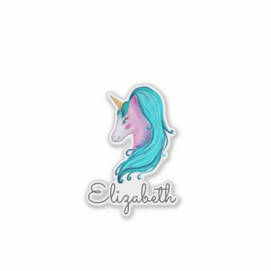 Cute Waterverf Unicorn Sticker (Voorkant)