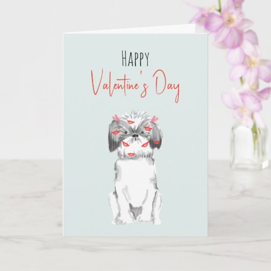 Cute Waterverf Valentijns Honden Card Kaart (Orchidee)