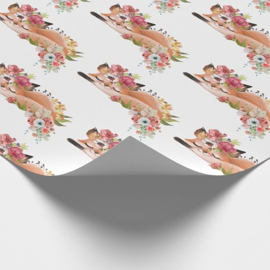 Cute waterverf vos cadeaupapier (Hoek)