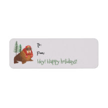 Cute Waterverf Walrus kerstcadeau Label Label