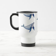 Cute waterverf walvis Herbruikbare koffiebeker
