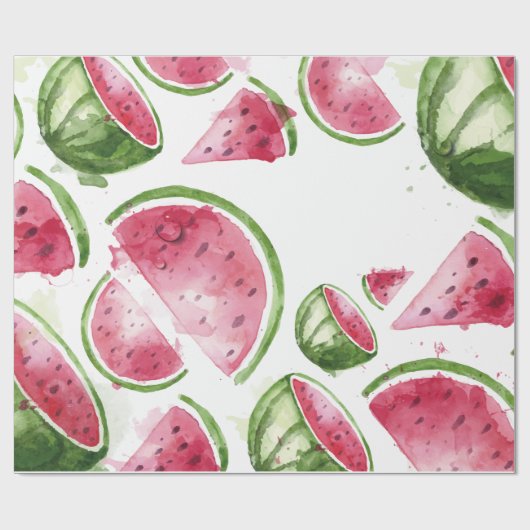 Cute Waterverf Watermelon Cadeaupapier (Vlak)