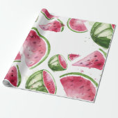 Cute Waterverf Watermelon Cadeaupapier (Uitgerold)
