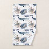 Cute Waterverf Whale/Octopus Towel Set Bad Handdoek (Handdoek)