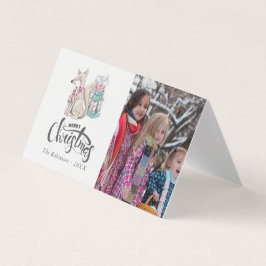 Cute waterverf Winter Fox Kerstfoto Kaart