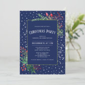 Cute Waterverf Winter Greenery Blue Kerstmis Kaart (Staand voorkant)