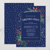Cute Waterverf Winter Greenery Blue Kerstmis Kaart (Voorkant / Achterkant)