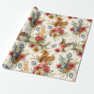 Cute Waterverf Woodland Animals Florence Pattern Cadeaupapier