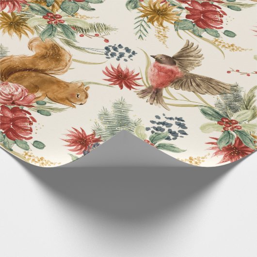 Cute Waterverf Woodland Animals Florence Pattern Cadeaupapier (Hoek)