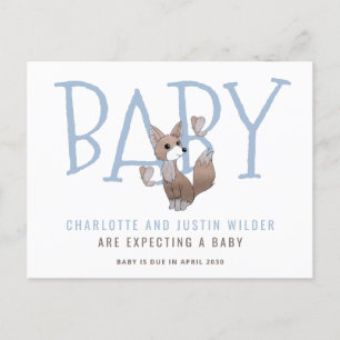 Cute Waterverf Woodland Fox Aankondigingskaart