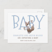 Cute Waterverf Woodland Fox Aankondigingskaart (Voorkant / Achterkant)