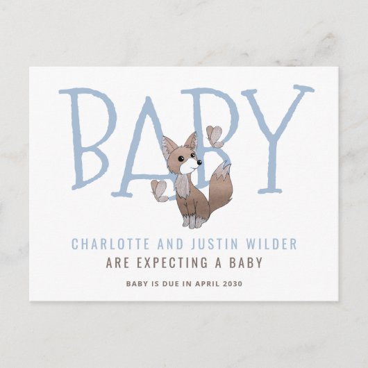 Cute Waterverf Woodland Fox Aankondigingskaart (Voorkant)
