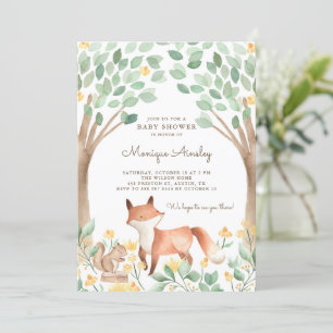 Cute Waterverf Woodland Fox Baby shower Kaart