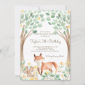 Cute Waterverf Woodland Fox kinderen Birthday Part Kaart (Voorkant)