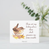 Cute Waterverf Wren Bible Scripture Ps 32:7 Briefkaart (Staand voorkant)