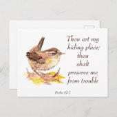 Cute Waterverf Wren Bible Scripture Ps 32:7 Briefkaart (Voorkant / Achterkant)