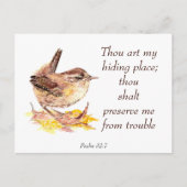 Cute Waterverf Wren Bible Scripture Ps 32:7 Briefkaart (Voorkant)