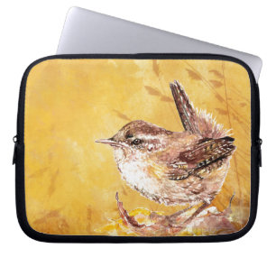 Cute Waterverf Wren Bird Laptop Sleeve